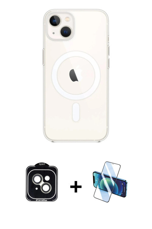 ieg™ iPhone 14 Kılıf Kutup Klasik Serisi - Siyah 3D Antistatik Cam Ekran Koruyucu + Yeşil PVD Metal
