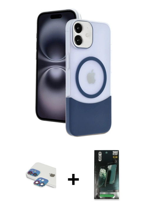 ieg™ iPhone 11 Kılıf Kozmos Form Özel Seri - Siyah 360 Mat Full Body Arka Koruyucu + Gökkuşağı Pers