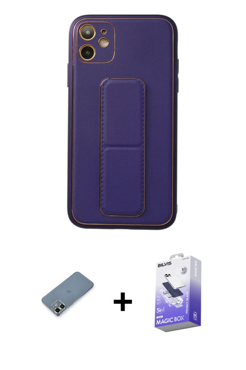 ieg™ iPhone 12 Kılıf Akış Doku - Siyah Bilvis 5in1 5D Magic Hayalet Cam Ekran Koruyucu + Açık Yeşil