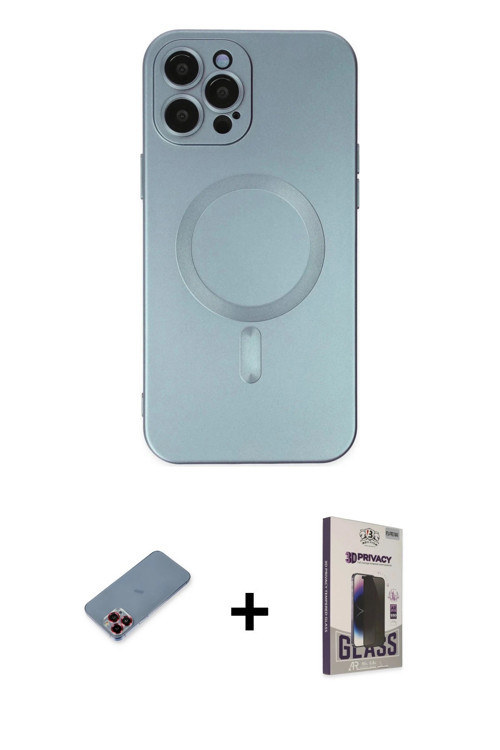 ieg™ iPhone 12 Pro Max Kılıf Akış Minimal Özel Seri - Siyah Bilvis Hayalet Cam Ekran Koruyucu + Kırm