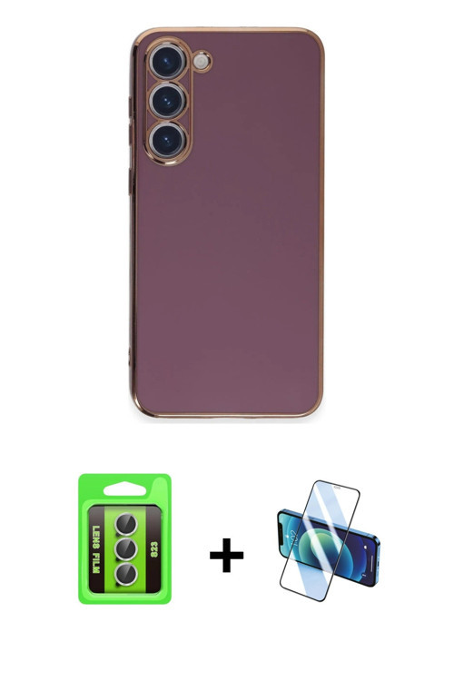 ieg™ Galaxy S23 Kılıf Yankı Serisi - Siyah 3D Antistatik Seramik Nano Ekran Koruyucu + Gümüş Raze Me