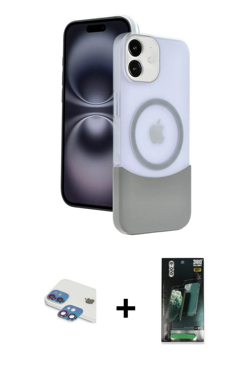 ieg™ iPhone 11 Kılıf Kozmos Form Özel Seri - Siyah 360 Mat Full Body Arka Koruyucu + Gökkuşağı Pers