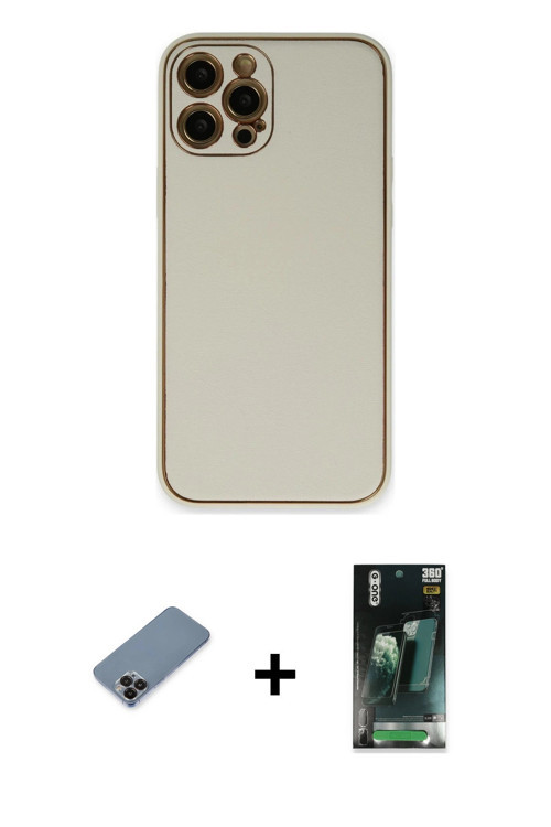 ieg™ iPhone 12 Pro Max Kılıf Yadigar Klasik - Siyah 360 Mat Full Body Arka Koruyucu + Siyah Metal Ka