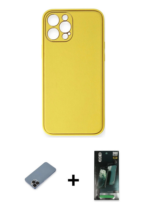 ieg™ iPhone 12 Pro Max Kılıf Yadigar Klasik - Siyah 360 Mat Full Body Arka Koruyucu + Siyah Metal Ka