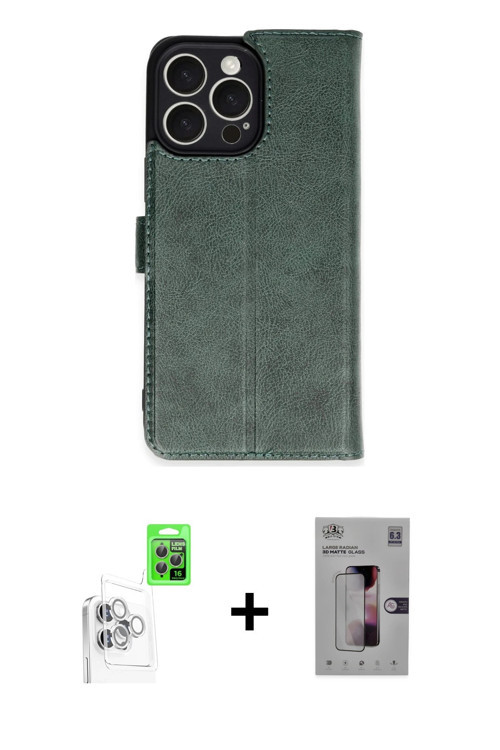 ieg™ iPhone 16 Pro Max Kılıf Siluet Işık Serisi - Siyah Bilvis 3D Mat Cam Ekran Koruyucu + Beyaz Raz