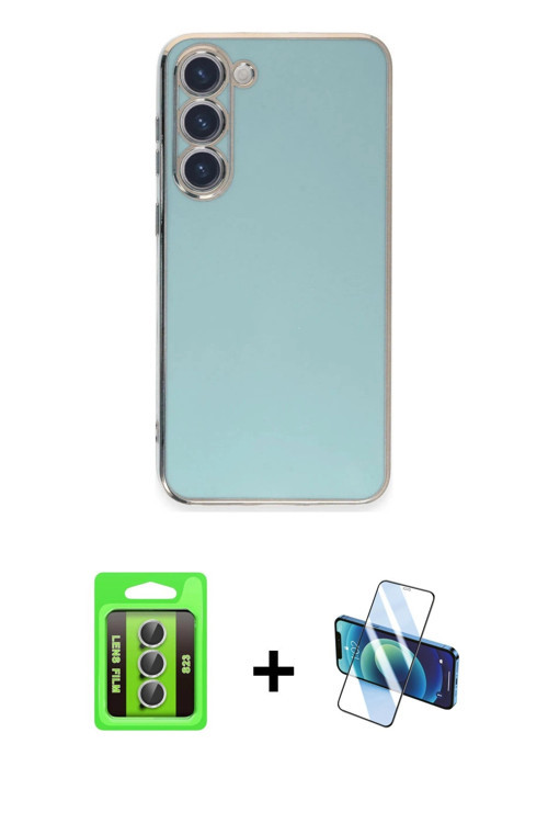 ieg™ Galaxy S23 Kılıf Yankı Serisi - Siyah 3D Antistatik Seramik Nano Ekran Koruyucu + Gümüş Raze Me