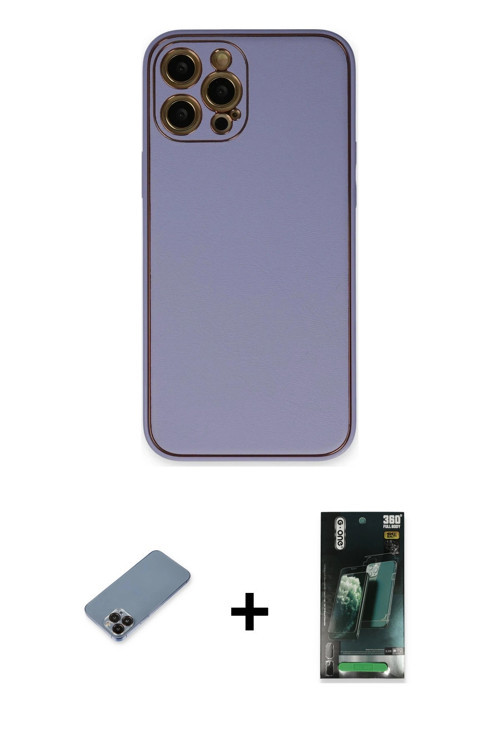 ieg™ iPhone 12 Pro Max Kılıf Yadigar Klasik - Siyah 360 Mat Full Body Arka Koruyucu + Siyah Metal Ka
