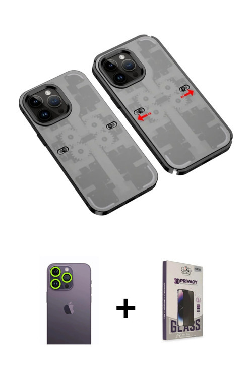 ieg™ iPhone 13 Pro Max Kılıf Ufuk Doku Prime - Siyah Bilvis Hayalet Cam Ekran Koruyucu + Yeşil Neon