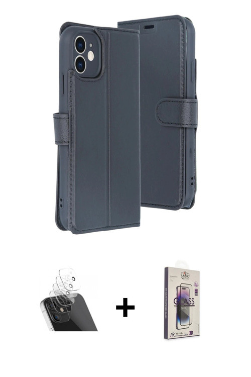 ieg™ iPhone 11 Kılıf Siluet Işık Serisi - Siyah Bilvis 3D Cam Ekran Koruyucu + Şeffaf Kamera Lens Ko