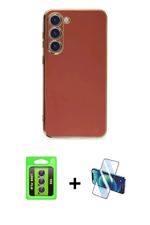 ieg™ Galaxy S23 Kılıf Yankı Serisi - Siyah 3D Antistatik Seramik Nano Ekran Koruyucu + Gümüş Raze Me