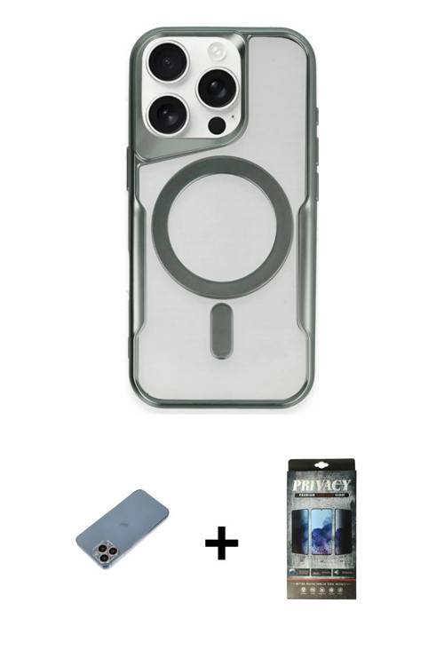 ieg™ iPhone 11 Pro Max Kılıf Yadigar Klasik Özel Seri - Siyah 34D Hayalet Izgaralı Cam + Gökkuşağı S