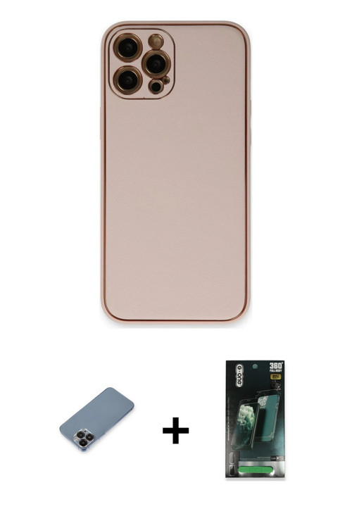 ieg™ iPhone 12 Pro Max Kılıf Yadigar Klasik - Siyah 360 Mat Full Body Arka Koruyucu + Siyah Metal Ka