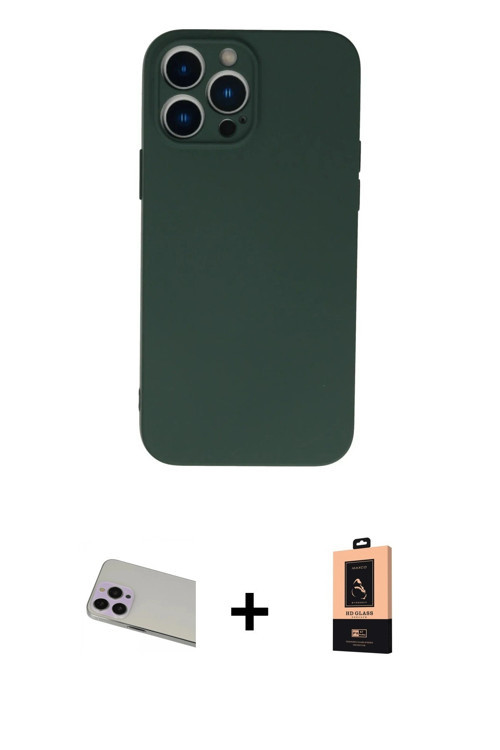 ieg™ iPhone 13 Pro Max Kılıf Ahenk Serisi - Şeffaf Maxco Cam Ekran Koruyucu + Mor Rainbow Kamera Len