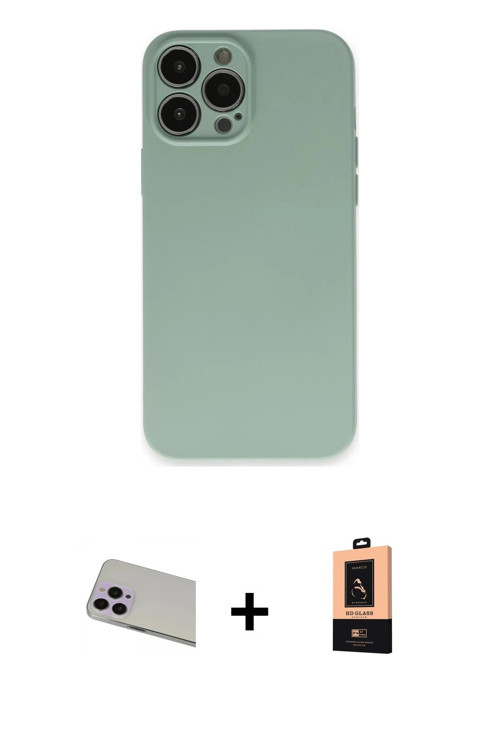 ieg™ iPhone 13 Pro Max Kılıf Ahenk Serisi - Şeffaf Maxco Cam Ekran Koruyucu + Mor Rainbow Kamera Len