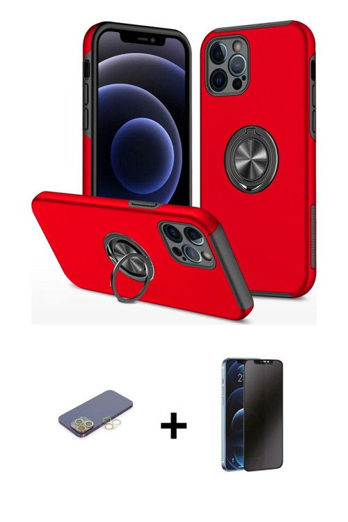 ieg™ iPhone 12 Pro Max Kılıf Odak Form Prime - Siyah 3D Antistatik Hayalet Cam Ekran Koruyucu + Sarı