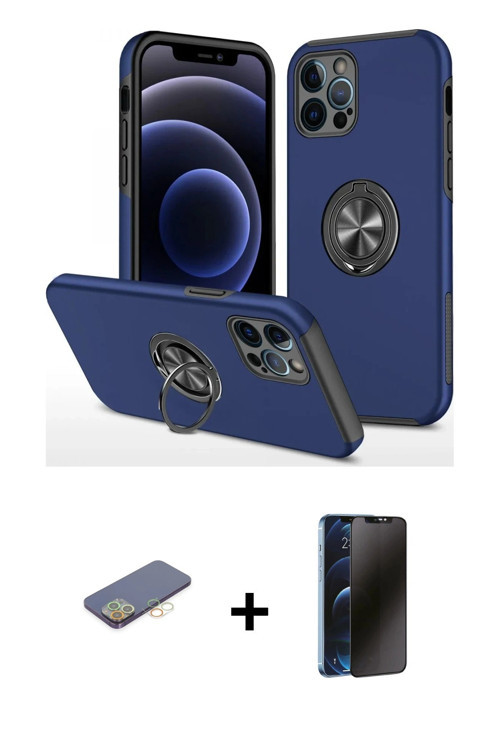 ieg™ iPhone 12 Pro Max Kılıf Odak Form Prime - Siyah 3D Antistatik Hayalet Cam Ekran Koruyucu + Sarı