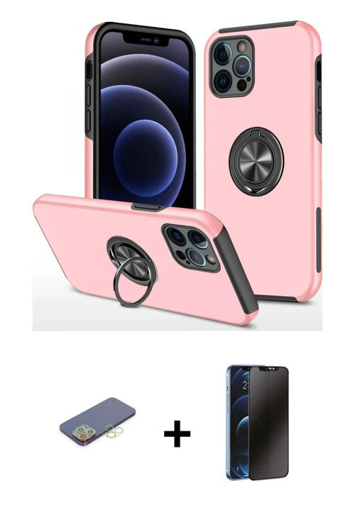 ieg™ iPhone 12 Pro Max Kılıf Odak Form Prime - Siyah 3D Antistatik Hayalet Cam Ekran Koruyucu + Sarı