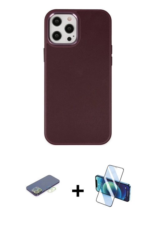 ieg™ iPhone 12 Pro Max Kılıf Çekirdek Çizgi - Siyah 3D Antistatik Cam Ekran Koruyucu + Yeşil Renkli