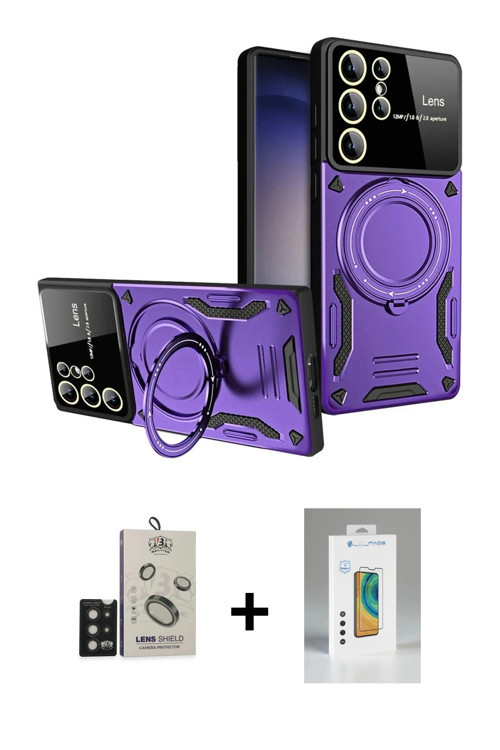 ieg™ Galaxy S25 Ultra Kılıf Kıvılcım Modern Serisi - Şeffaf Polymer Nano Ekran Koruyucu + Siyah Bilv