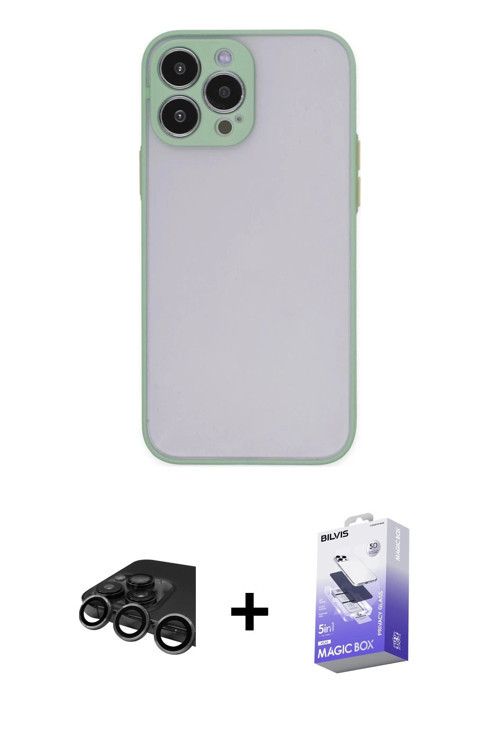 ieg™ iPhone 15 Pro Kılıf Ahenk Çizgi Serisi - Siyah Bilvis 5in1 5D Magic Hayalet Cam Ekran Koruyucu