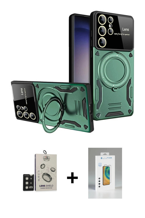 ieg™ Galaxy S25 Ultra Kılıf Kıvılcım Modern Serisi - Şeffaf Polymer Nano Ekran Koruyucu + Siyah Bilv