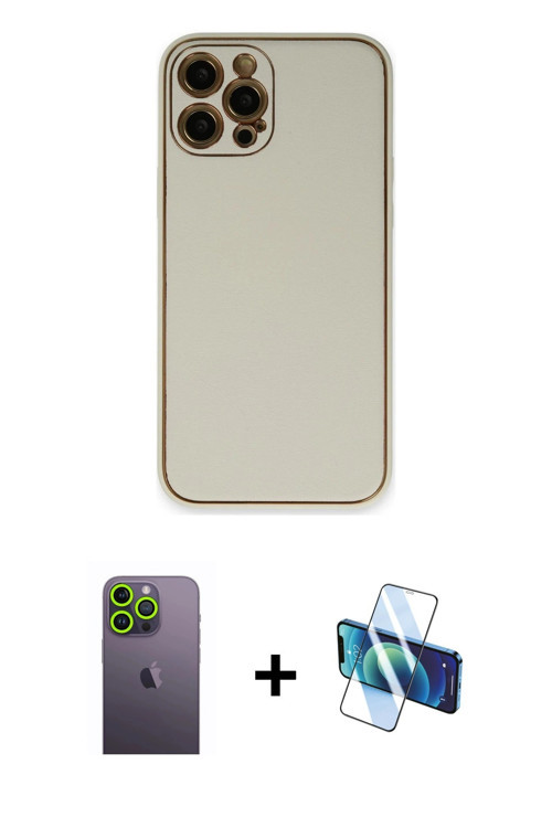 ieg™ iPhone 12 Pro Kılıf Yadigar Klasik - Siyah 3D Antistatik Seramik Nano Ekran Koruyucu + Yeşil Ne