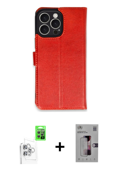 ieg™ iPhone 16 Pro Max Kılıf Siluet Işık Serisi - Siyah Bilvis 3D Mat Cam Ekran Koruyucu + Beyaz Raz