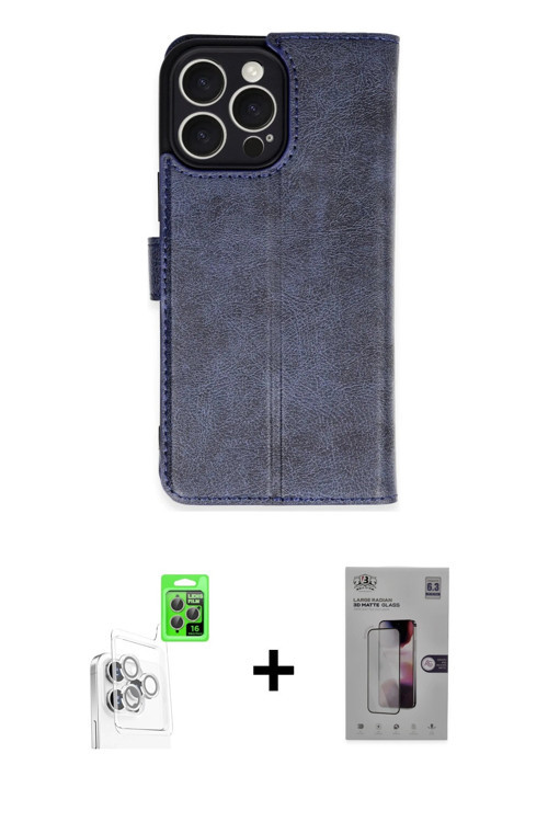 ieg™ iPhone 16 Pro Max Kılıf Siluet Işık Serisi - Siyah Bilvis 3D Mat Cam Ekran Koruyucu + Beyaz Raz