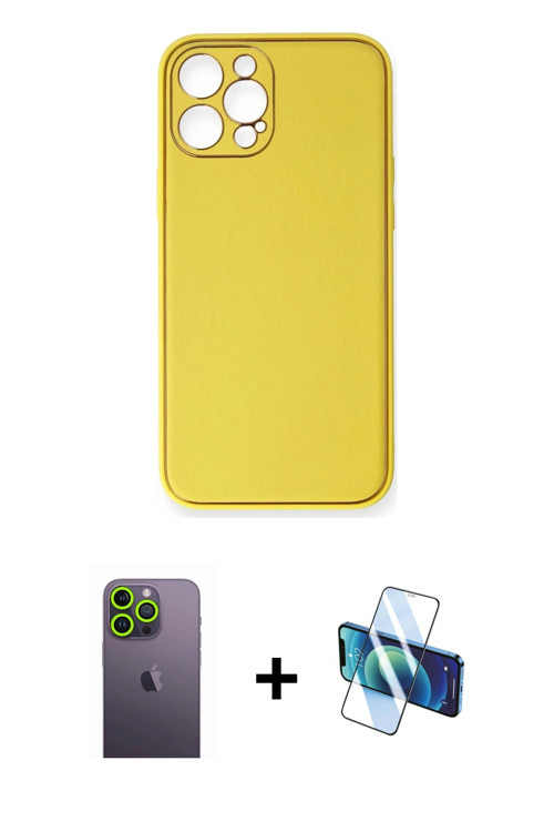 ieg™ iPhone 12 Pro Kılıf Yadigar Klasik - Siyah 3D Antistatik Seramik Nano Ekran Koruyucu + Yeşil Ne