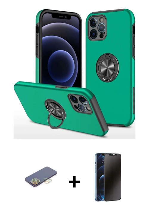 ieg™ iPhone 12 Pro Max Kılıf Odak Form Prime - Siyah 3D Antistatik Hayalet Cam Ekran Koruyucu + Sarı