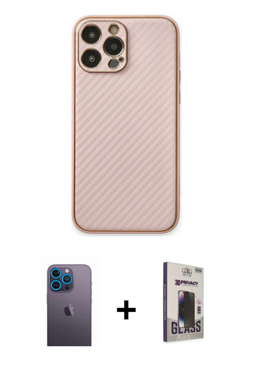 ieg™ iPhone 13 Pro Max Kılıf Ahenk Işık - Siyah Bilvis Hayalet Cam Ekran Koruyucu + Mavi Neon Fosfor