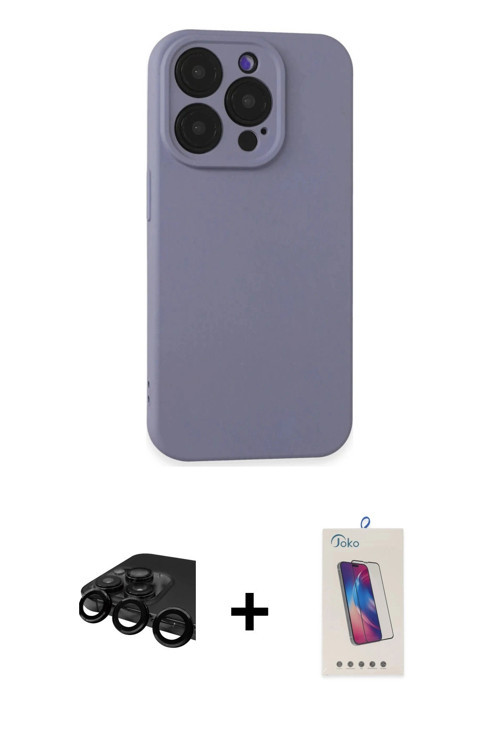 ieg™ iPhone 15 Pro Kılıf Ahenk Serisi - Siyah Joko 5D Cam + Siyah Raze Metal Kamera Lens