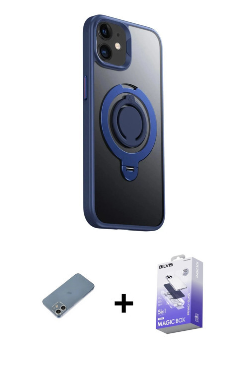 ieg™ iPhone 12 Kılıf Zirve Çizgi Prime - Siyah Bilvis 5in1 5D Magic Hayalet Cam Ekran Koruyucu + Güm