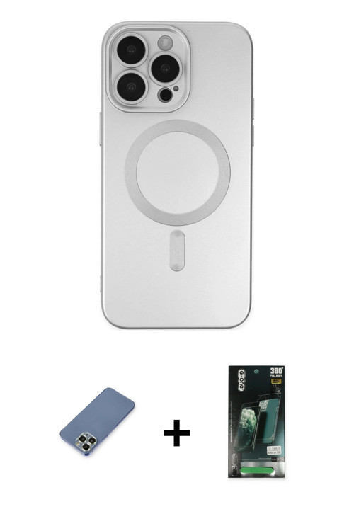 ieg™ iPhone 13 Pro Max Kılıf Akış Minimal Özel Seri - Şeffaf 360 Full Body Arka Koruyucu + Açık Yeşi