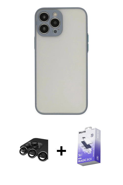 ieg™ iPhone 15 Pro Kılıf Ahenk Çizgi Serisi - Siyah Bilvis 5in1 5D Magic Hayalet Cam Ekran Koruyucu
