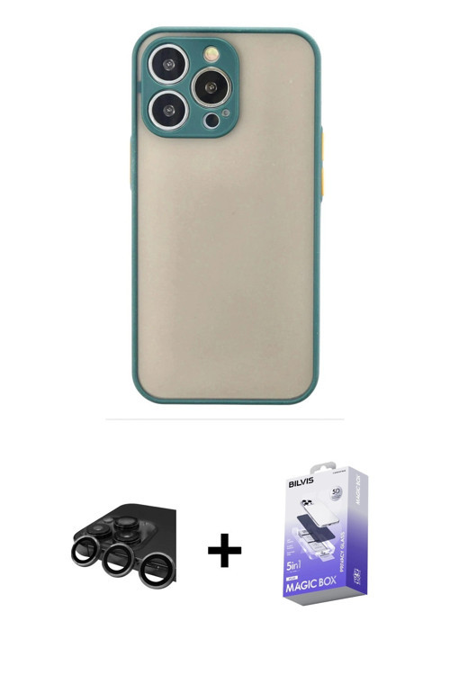 ieg™ iPhone 15 Pro Kılıf Ahenk Çizgi Serisi - Siyah Bilvis 5in1 5D Magic Hayalet Cam Ekran Koruyucu