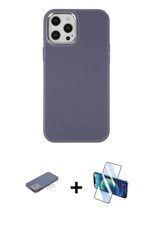ieg™ iPhone 12 Pro Max Kılıf Çekirdek Çizgi - Siyah 3D Antistatik Cam Ekran Koruyucu + Yeşil Renkli