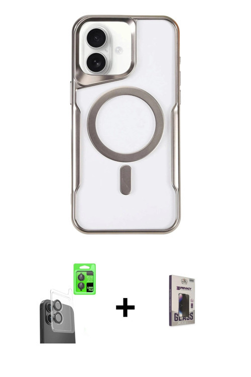 ieg™ iPhone 16 Kılıf Yadigar Klasik Özel Seri - Siyah Bilvis Hayalet Cam Ekran Koruyucu + Siyah Raze