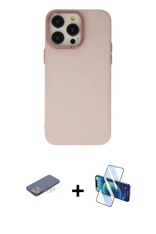 ieg™ iPhone 13 Pro Max Kılıf Ahenk Çizgi Prime - Siyah 3D Antistatik Cam Ekran Koruyucu + Mavi Renkl
