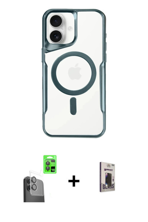 ieg™ iPhone 16 Kılıf Yadigar Klasik Özel Seri - Siyah Bilvis Hayalet Cam Ekran Koruyucu + Siyah Raze