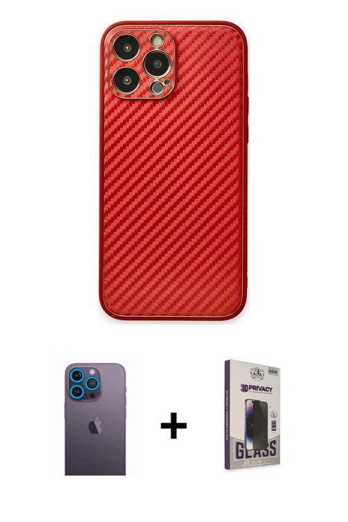 ieg™ iPhone 13 Pro Max Kılıf Ahenk Işık - Siyah Bilvis Hayalet Cam Ekran Koruyucu + Mavi Neon Fosfor