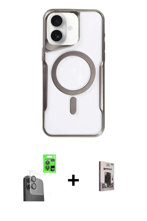 ieg™ iPhone 16 Kılıf Yadigar Klasik Özel Seri - Siyah Bilvis Hayalet Cam Ekran Koruyucu + Siyah Raze