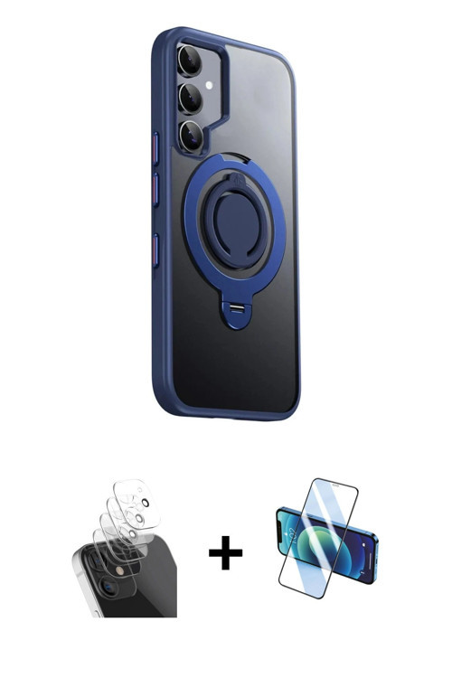 ieg™ Galaxy S24 Kılıf Zirve Çizgi Prime - Siyah 3D Antistatik Cam Ekran Koruyucu + Şeffaf Kamera Len