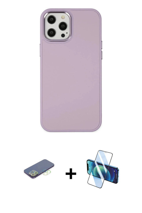 ieg™ iPhone 12 Pro Max Kılıf Çekirdek Çizgi - Siyah 3D Antistatik Cam Ekran Koruyucu + Yeşil Renkli