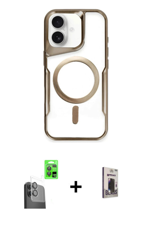 ieg™ iPhone 16 Kılıf Yadigar Klasik Özel Seri - Siyah Bilvis Hayalet Cam Ekran Koruyucu + Siyah Raze