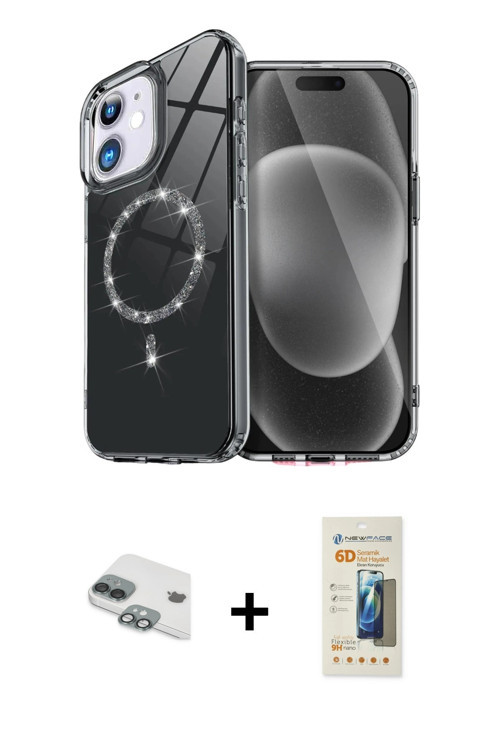 ieg™ iPhone 11 Kılıf Kıvılcım Form Prime - Siyah 6D Mat Seramik Hayalet Nano Ekran Koruyucu + Yeşil