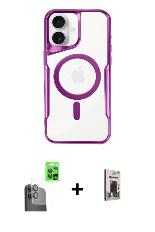 ieg™ iPhone 16 Kılıf Yadigar Klasik Özel Seri - Siyah Bilvis Hayalet Cam Ekran Koruyucu + Siyah Raze