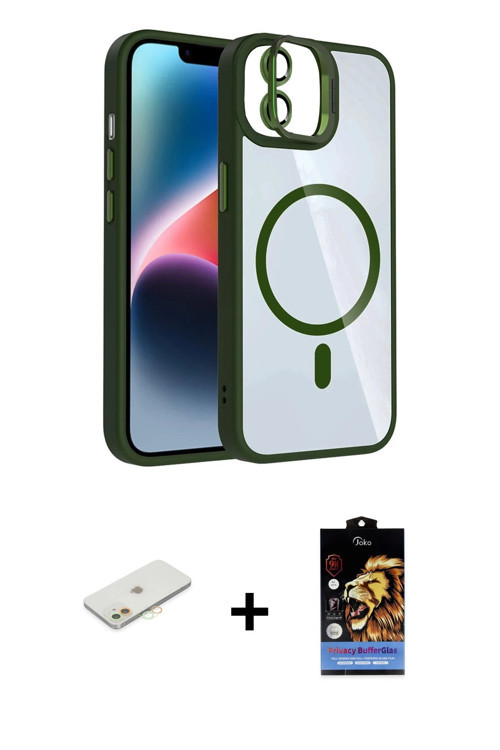 ieg™ iPhone 11 Kılıf Yadigar Asil Koleksiyonu - Siyah Buffer Hayalet Cam Ekran Koruyucu + Turuncu Re