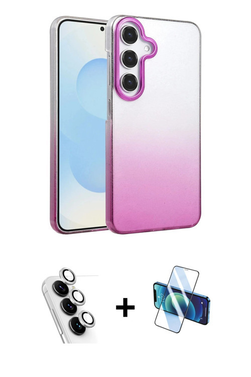 ieg™ Galaxy A34 5G Kılıf Kıvılcım Minimal Özel Seri - Siyah 3D Antistatik Cam Ekran Koruyucu + Gümüş