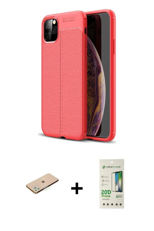 ieg™ iPhone 11 Pro Max Kılıf Doruk Klasik Özel Seri - Siyah 20D Premium Cam Ekran Koruyucu + Yeşil R